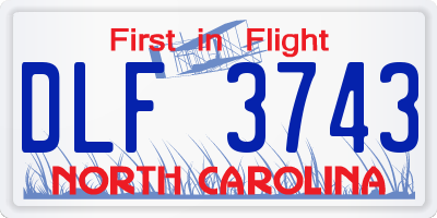 NC license plate DLF3743