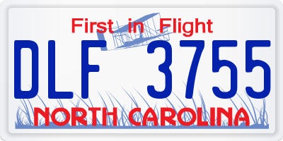 NC license plate DLF3755