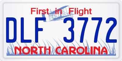 NC license plate DLF3772