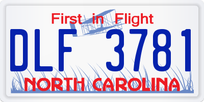 NC license plate DLF3781