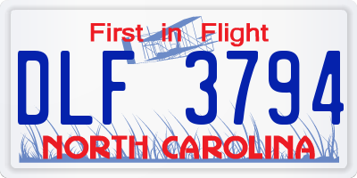 NC license plate DLF3794