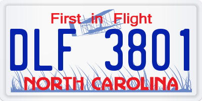 NC license plate DLF3801