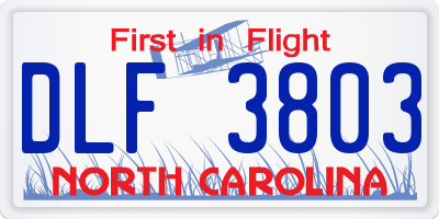 NC license plate DLF3803