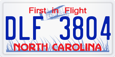 NC license plate DLF3804