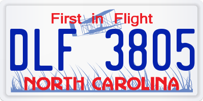 NC license plate DLF3805