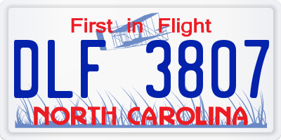 NC license plate DLF3807
