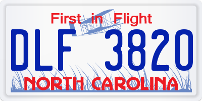 NC license plate DLF3820