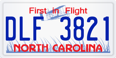 NC license plate DLF3821