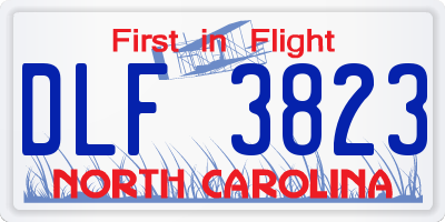 NC license plate DLF3823