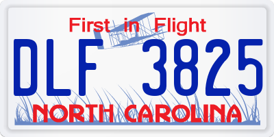 NC license plate DLF3825