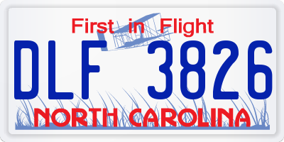 NC license plate DLF3826