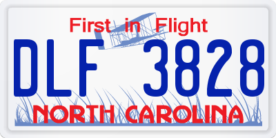NC license plate DLF3828