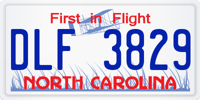 NC license plate DLF3829