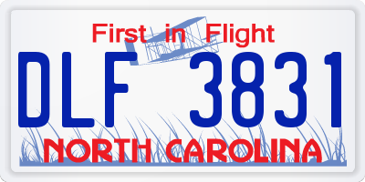 NC license plate DLF3831