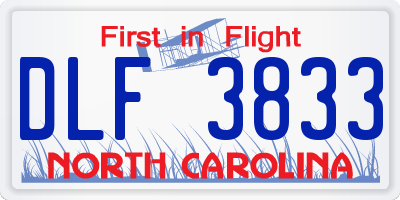NC license plate DLF3833