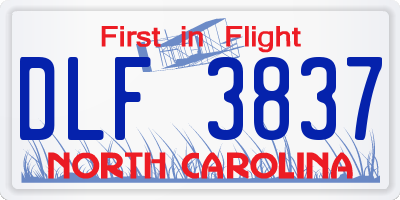NC license plate DLF3837