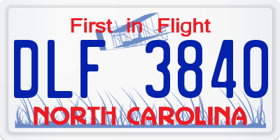 NC license plate DLF3840