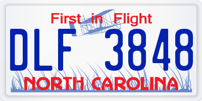 NC license plate DLF3848