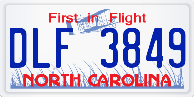 NC license plate DLF3849
