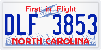 NC license plate DLF3853