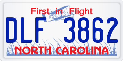 NC license plate DLF3862