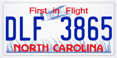 NC license plate DLF3865
