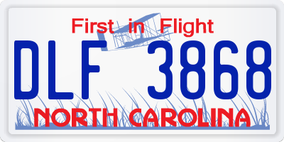 NC license plate DLF3868