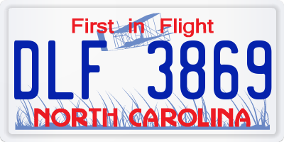 NC license plate DLF3869