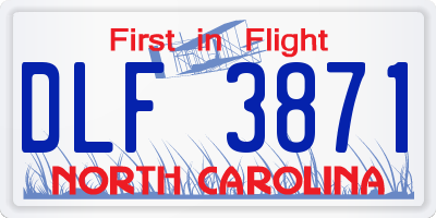 NC license plate DLF3871