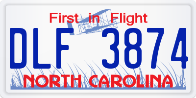 NC license plate DLF3874