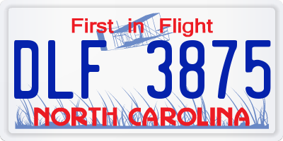 NC license plate DLF3875