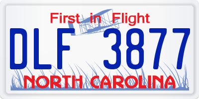 NC license plate DLF3877