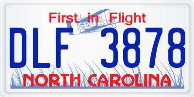 NC license plate DLF3878