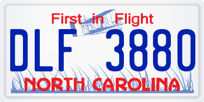 NC license plate DLF3880