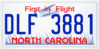 NC license plate DLF3881
