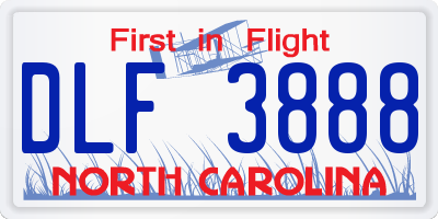 NC license plate DLF3888