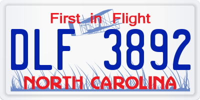 NC license plate DLF3892