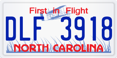 NC license plate DLF3918