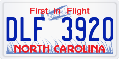 NC license plate DLF3920