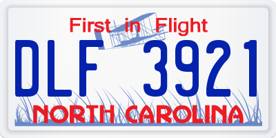 NC license plate DLF3921