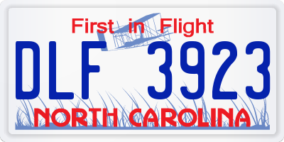 NC license plate DLF3923