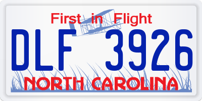 NC license plate DLF3926