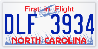 NC license plate DLF3934