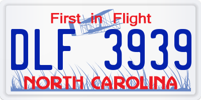 NC license plate DLF3939