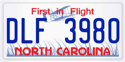 NC license plate DLF3980