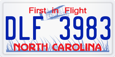 NC license plate DLF3983