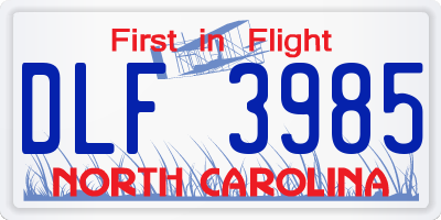 NC license plate DLF3985