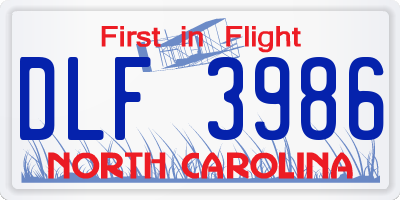 NC license plate DLF3986