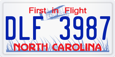 NC license plate DLF3987