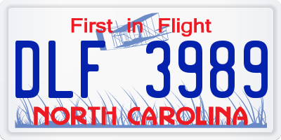 NC license plate DLF3989